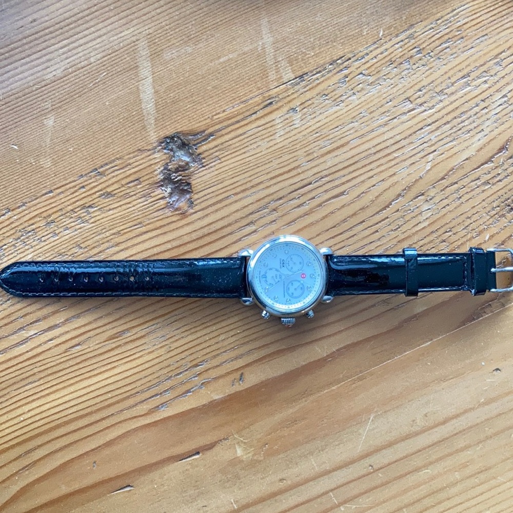 Michele Watch with Diamond Face and Leather Band